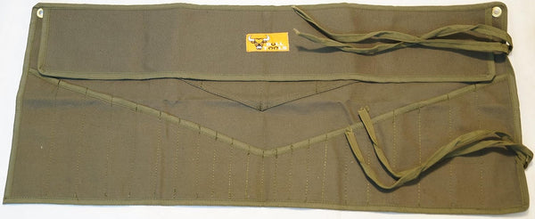 Wrench Tool Roll Organizer, 26 Pocket Roll Up Pouch, Olive Drab Duck Canvas | Handcrafted Heavy Duty Canvas, Metric SAE Compatible, Secure Roll Up