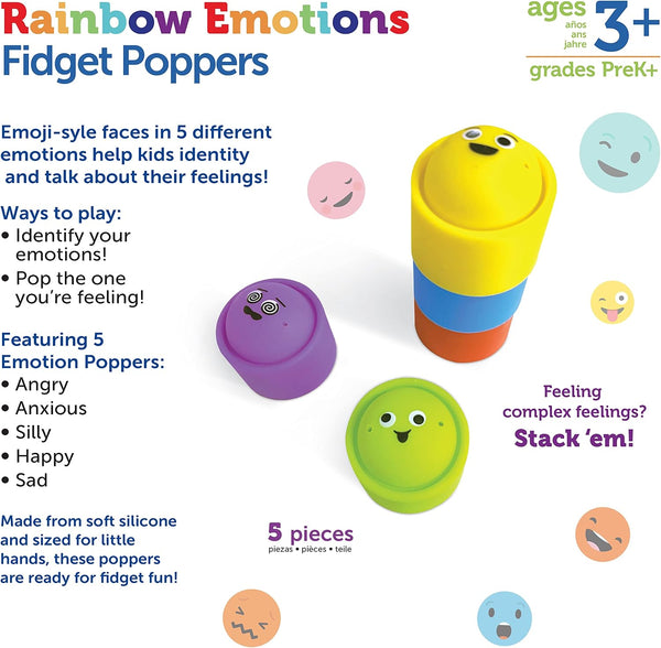 Learning Resources Rainbow Emotion Fidget Poppers, Sensory Toys, Social-Emotional Learning ,Sensory Toys for Toddlers, SEL Skills,Fine Motor
