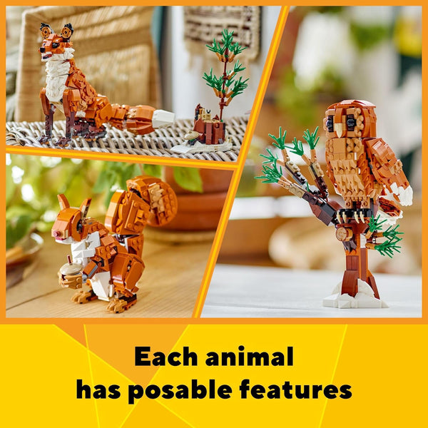 LEGO Creator 3 in 1 Forest Animals Red Fox Toys - Building Toys for Kids, Boys & Girls, Ages 9+ - W/ 3 Building Options into Fox, Owl, or Squirrel