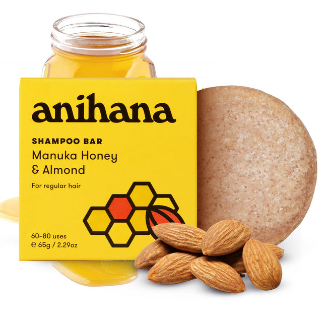 ANIHANA Shampoo Bar for Regular Normal Hair Clean Purifying Natural Healthy Look and Shine Paraben Free Manuka Honey and