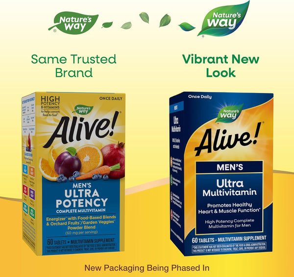 Nature'S Way Alive! Men'S Daily Ultra Multivitamin, High Potency Formula, Promotes Healthy Heart & Muscle Function*, with Methylated B12, Gluten