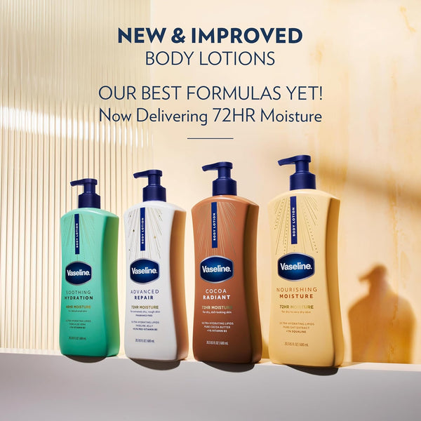 Vaseline Intensive Care Body Lotion Soothing Hydration for Dry Skin with Ultra-Hydrating Lipids + 1% Aloe Vera Extract to Refresh Dehydrated Skin