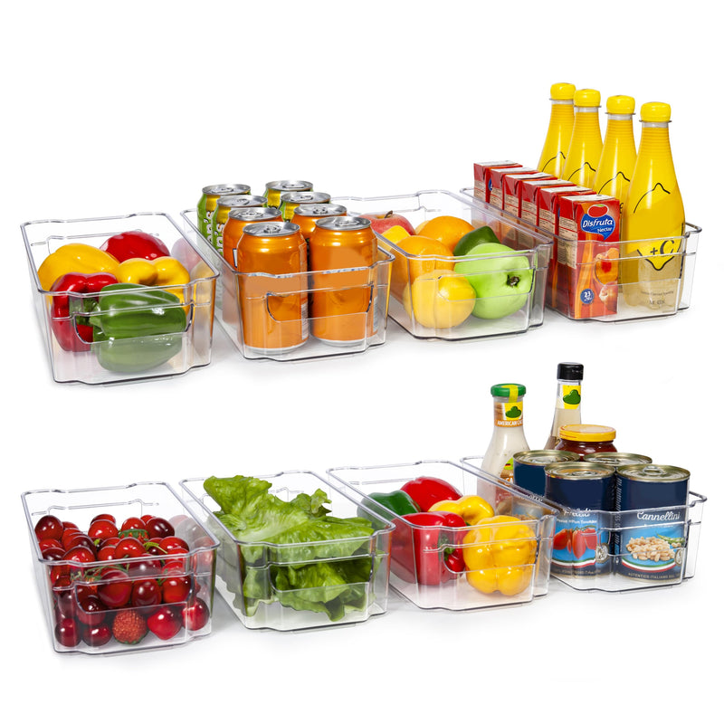 HOOJO Refrigerator Organizers and Storage - 8pcs Clear Plastic Bins For Fridge, Freezer, Kitchen Cabinet, Pantry Organization, BPA Free Fridge