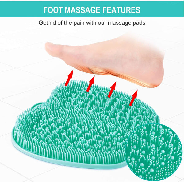BESKAR XL Larger Shower Foot Scrubber Mat with Non-Slip Suction Cups | Cleans, Smooths, Exfoliates, Massages Your Feet Without Bending, Improve