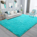 Ompaa Soft Fluffy Area Rug for Living Room Bedroom, 4X6 Teal Blue Plush Shag Rugs, Fuzzy Shaggy Accent Carpets for Kids Girls Rooms, Modern