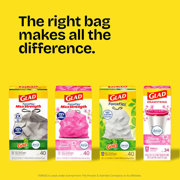Glad ForceFlex Tall Kitchen Trash Bags, 13 Gallon, Fragrance Free, 110 Count (Package May Vary) 110 Count (Pack of 1)