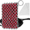 Herda 316L Cast Iron Scrubber Cleaner, Large Cast Iron Chain Mail Scrubber - Chainmail Scrubber Sponge - Metal Skillet Scrubbing, Wok, Dutch Oven
