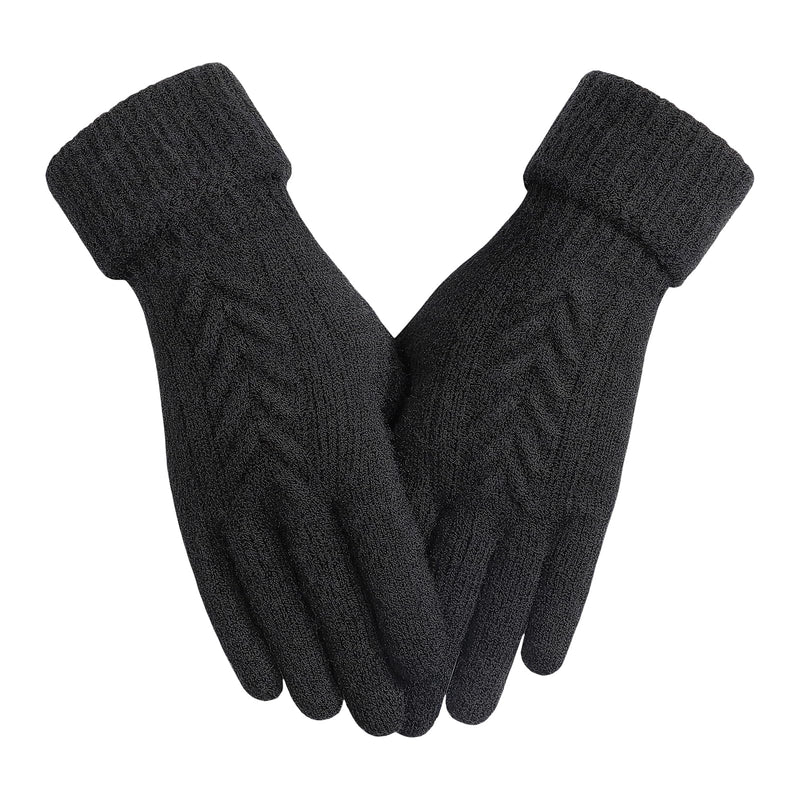 Achiou Women Winter Gloves, Touch Screen Texting Gloves, Elastic Soft Warm Knit Lined, One Size