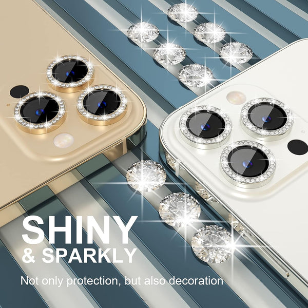 Choiche Compatible for iPhone 13 Pro/iPhone 13 Pro Max Camera Lens Protector Bling, 9H Tempered Glass Camera Cover Screen Protector Metal Ring