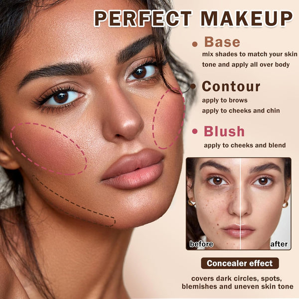 12 Colors Cream Blush Palette Cream Concealer Foundation Palette | Natural Matte Finish Contour Palette with Brush, Creamy Texture, Waterproof,