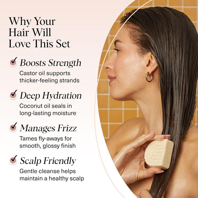 Kitsch Castor Oil Shampoo Bar & Coconut Oil Deep-Moisturizing Conditioner Bar - 