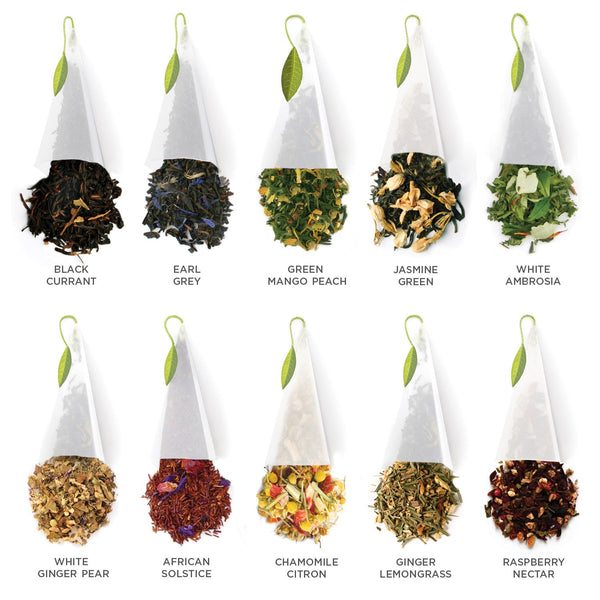 Tea Forte Tea Tasting Assortment Presentation Box Tea Gift Set Sampler, 20 Count 2 of Each Variety Individually Wrapped Handcrafted Pyramid