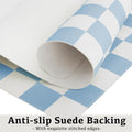 Checkered Desk Mat, 31.5" X 15.7" Large Cute Sky Blue Aesthetic Retro PU Leather Computer Laptop Desk Mat, Non-Slip Waterproof Mouse Keyboard Pad,