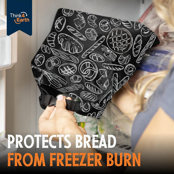 THINK4EARTH® Premium Black Reusable Bread Bags for Homemade Bread – Durable & Washable (2 Pack) Black Bread Bag 2 Pack