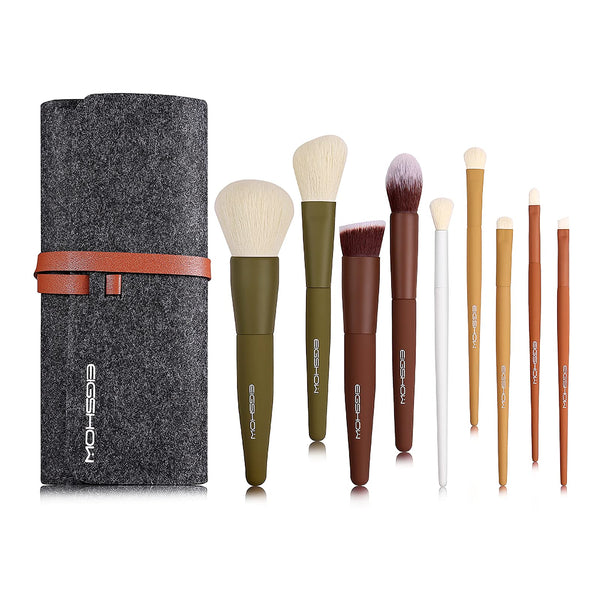Makeup Brushes, EIGSHOW 5 Colors Essential Kabuki Makeup Brush Set with Ultra Soft Synthetic Fibers for Powder Blush Concealers Contouring