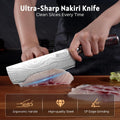PAUDIN Nakiri Knife - 7" Razor Sharp Meat Cleaver and Vegetable Kitchen Knife, High Carbon Stainless Steel, Multipurpose Asian Chef Knife for Home