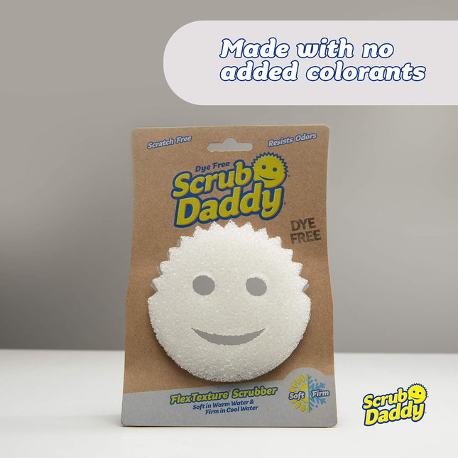 Scrub Daddy Sponge - Dye Free - Scratch-Free Scrubber for Dishes and Home, Odor Resistant, Soft in Warm Water, Firm in C