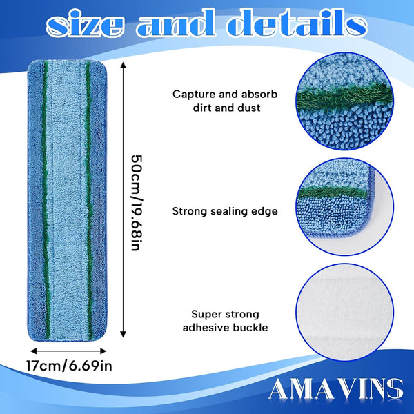 Microfiber Cleaning Pads for Bona Mop, 3 Pack Value - Reusable Mop Pads for 18 Inch Mop, Includes Dusting Pad, Cleaning Pad, and Three Zone Deep