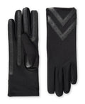 Isotoner Womens Spandex Touchscreen Cold Weather Gloves with Warm Fleece Lining and Chevron Details