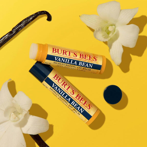 Burt's Bees Lip Balm - Vanilla Bean, Lip Moisturizer With Responsibly Sourced Beeswax, Tint-Free, Natural Origin Conditioning Treatment, 2 Tubes,