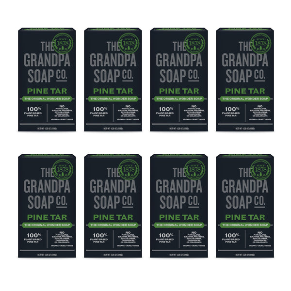 The Grandpa Soap Company Pine Tar Bar Soap for Men- Made With Pine Tar Oil, 3 in 1 Cleanser Deodorizer and Moisturizer, Dermatologist Tested, Safe