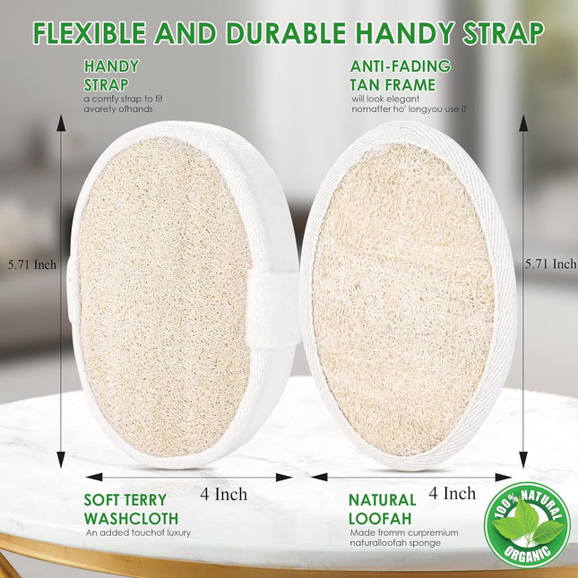 Natural Loofah Sponge Exfoliating Body Scrubber, Organic Biodegradable Luffa Bat
