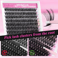 FADLASH DIY Lash Extension Kit Individual Lashes Cluster D Curl Eyelash Extension Kit with Lash Bond and Seal and Lash Applicator Tool for Self