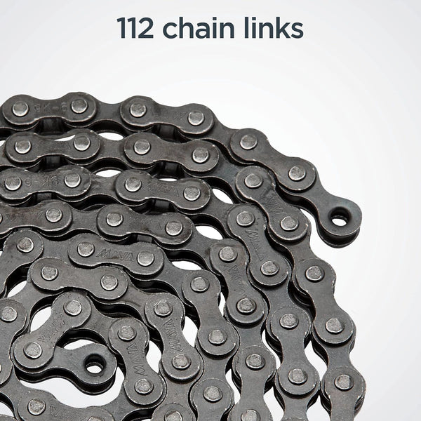Schwinn Chain, Steel Replacement Chain, 112 Links, Fits Derailleur & Non-Derailleur Bikes, Single & Multi-Speed Bikes 1/2 inch x 1/8 inch Single Speed