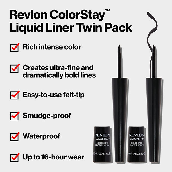 Revlon ColorStay Liquid Liner, 251 Blackest Black, 2 pack Blackest Black 0.08 Fl Oz (Pack of 2)