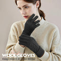 Pleneal Winter Gloves for Women Cold Weather - Womens Gloves Warm Touch Screen Fleece Lined Elastic Cuff Knit Glove 2 Pairs Black & Beige