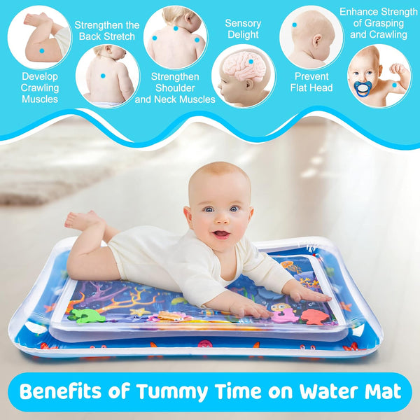 Yeeeasy Tummy Time Water Mat丨Inflatable Tummy Time Water Play Mat for Babies, Infants and Toddlers 3 to 24 Months Promote Development Toys Baby