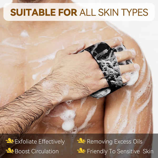 Zinc Infused Silicone Body Scrubber for Men, New Upgrade Deep Exfoliating Body Scrubber for Shower, Silicone Loofah Men for Sensitive Skin with