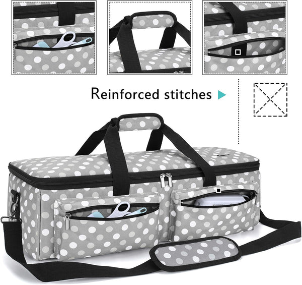 LUXJA Carrying Bag Compatible with Cricut Explore Air and Maker, Gray Dots | Tote Bag Compatible with Cricut Explore Air, Silhouette Cameo 4 and