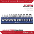 Olsa Tools Magnetic Socket Holder | 1/4-inch Drive | Metric | Blue | Holds 26 Sockets | Professional Quality Tools Organizer 1/4-Inch Drive,