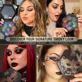 Black Smokey Eyeshadow Makeup Palette, Dark Smoky Eye Shadow Palettes for Halloween Goth Make up Glitter Shimmer Matte Pallets, Midnight