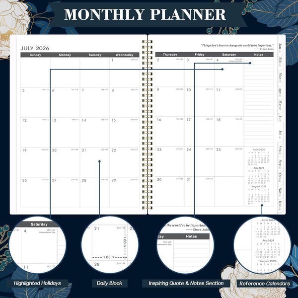 2026-2028 Monthly Planner - 2 Year Monthly Planner/Calendar 2026-2028, July 2026 - June 2028, 11" x 9", 24 Monthly Planner with Tabs, Back Pocket,