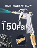 JASTIND Industrial Air Blow Gun with Brass Adjustable Air Flow Nozzle and 2 Steel Extension, Pneumatic Air Compressor Accessory Tool Dust Cleaning