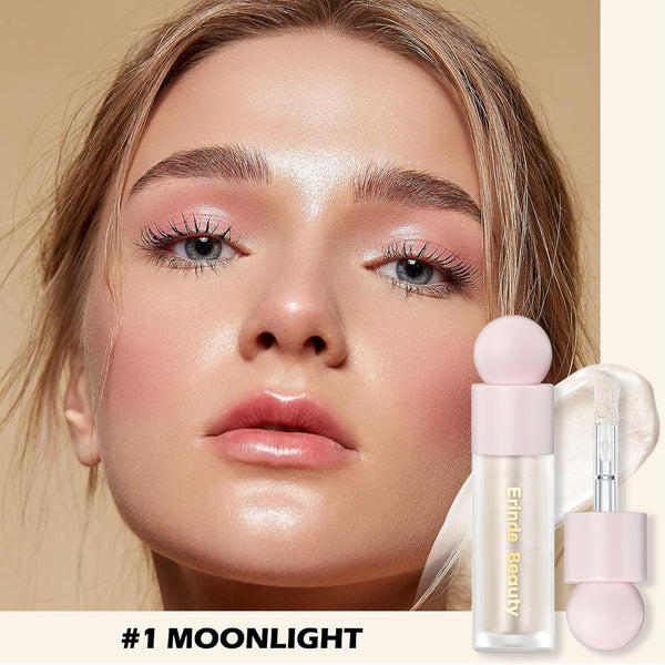 Erinde Liquid Highlighter, Face Bronzer Stick, Natural Glossy Finish, Lightweight Blendable Silky Smooth Cream Illuminator, Cruelty-Free, 01#