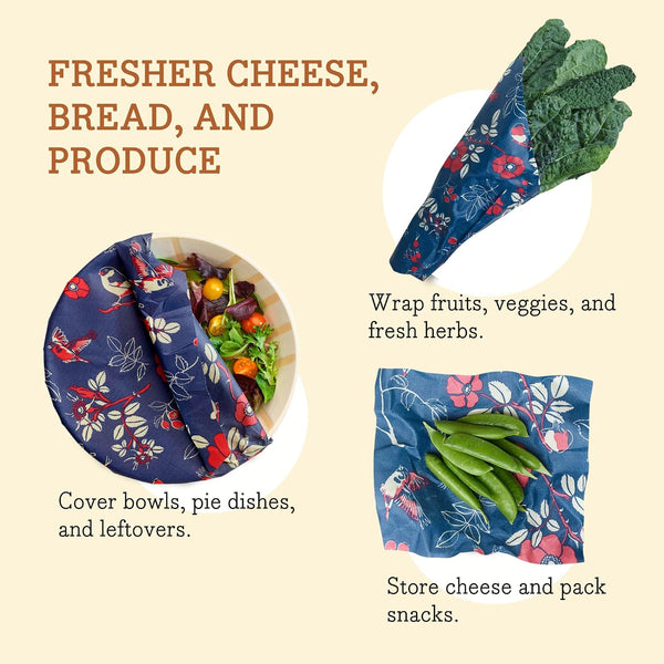 Bee's Wrap Beeswax Wrap Roll, 14 x 52 in - Botanical | Cut to Size Organic Beeswax Wraps - Plastic Free - Reusable Food Storage - Wrap Bowls,