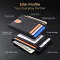 Buffway Slim Minimalist Front Pocket RFID Blocking Leather Wallets for Men and Women - Cross Black Small Cross Black