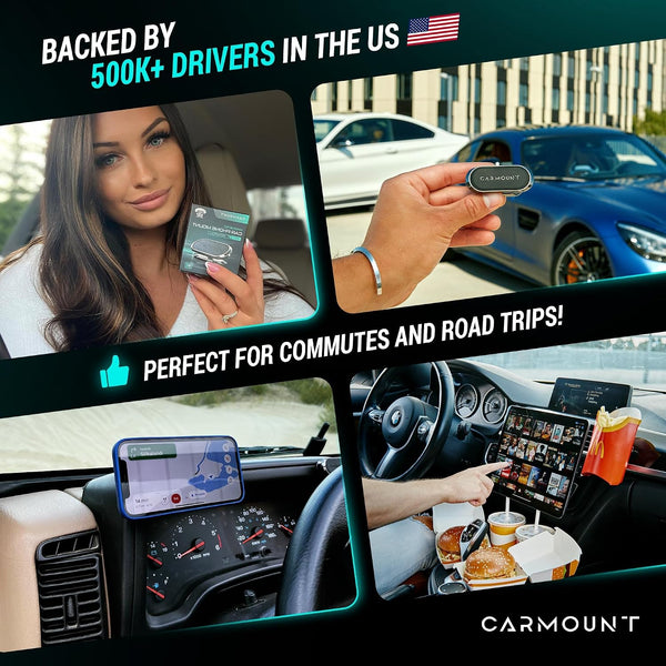 CARMOUNT F1 Dashboard Car Mount (2-Pack) | Magnetic Phone Holder for Car, Ultra Strong 8X N52 Magnets, 360° Rotation, Universal Dash Mount for All