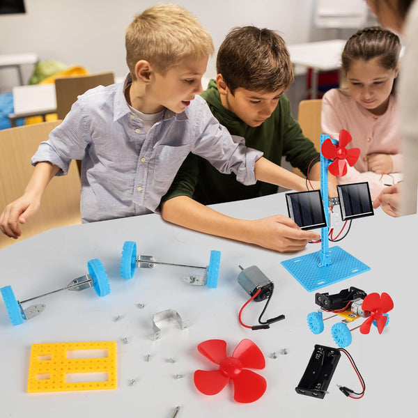 4 in 1 Solar Power & Electric Motor STEM Kits,Science Experiment Projects for Kids Beginners,Electronic Assembly Solar Powered Toy Kit,Diy