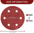Awutzut 9 Inch 6 Hole Sanding Discs 40 Grit Hook and Loop for Drywall Sander 12PCS 40 Grit 12.0