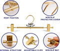 Amber Home 10 Pack Matte Gold Aluminum Pants Hangers, 12.2” Extra Smooth Metal Skirt Hangers with 2 Adjustable Non-Slip Clips, Light & Sturdy