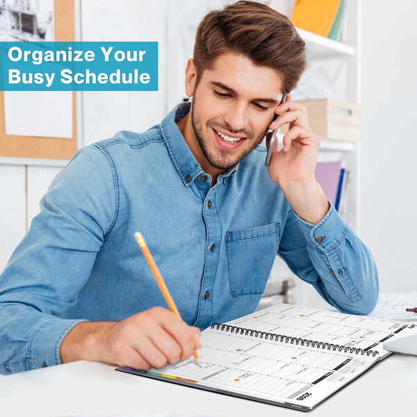 Dunwell Daily Planner 2026, 8.5x11 Appointment Book, 15-Min Hourly Schedule, Jan to Dec 2026, Large Planner with Colorful Tabs, Premium Paper