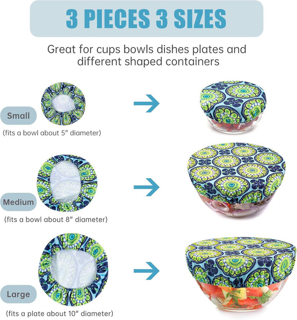 Wegreeco Reusable Bowl Covers - Set of 3,Funky Flower