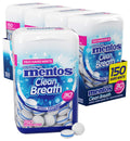 Mentos Clean Breath Hard Mints, Peppermint, 150 Piece Bottle (4 Pack) | Sugar Free, Green Tea Extract, Perfect for Long Lasting Fresh Breath at