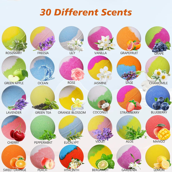 Bath Bombs for Kids with Toys Inside for Girls Boys - 30 Pack Bath Bombs Gift Set with Surprise, Kids Safe Bubble Bath Fizzy Balls Halloween