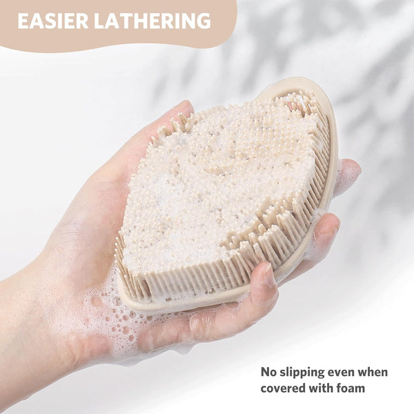 Sndyi Silicone Body Scrubber, Gentle Exfoliating Body Scrubber for Sensitive Skin, Leaf Shaped Shower Scrubber for Body with Lathering Bristles,