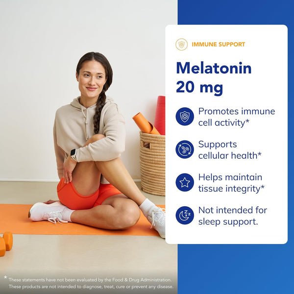 Pure Encapsulations Melatonin 20 Mg - Not Intended for Sleep Support - for Immune System & Healthy Cells - 99.5% Purity Melatonin - Gluten Free &